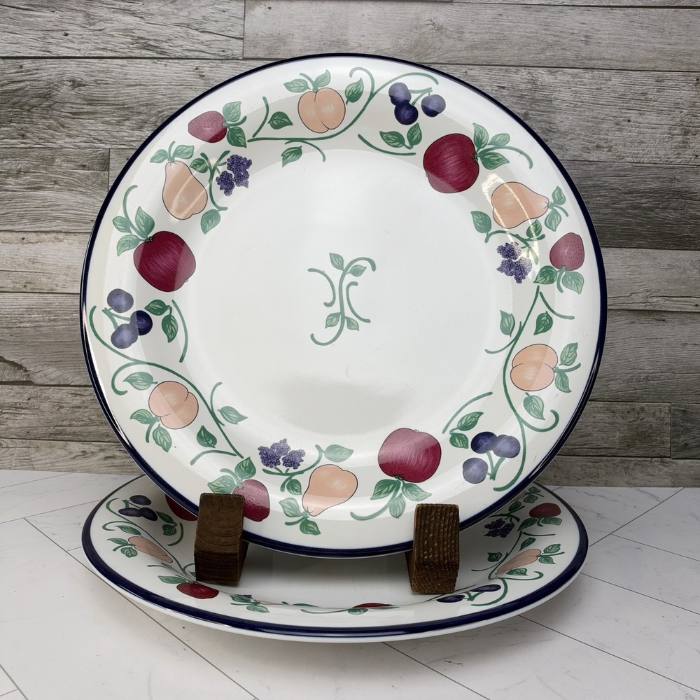 (4) Princess House Orchard Medley Dinner Plates 10.5" Vintage Set Of 4